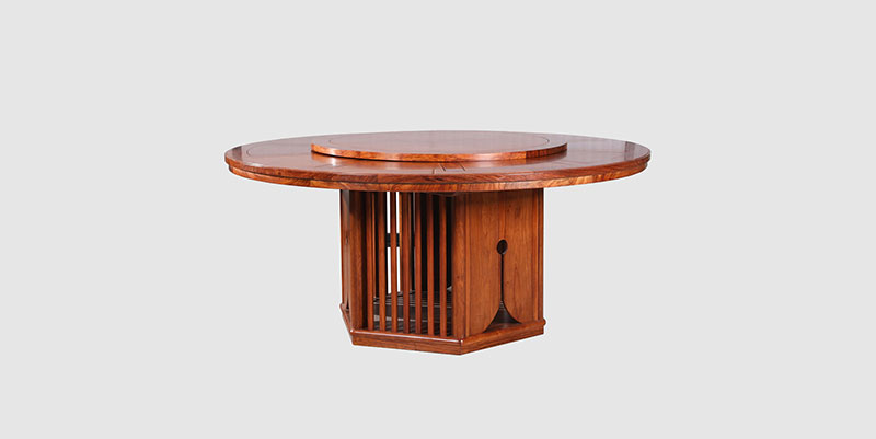 鄯善中式餐厅装修天地圆台餐桌红木家具效果图